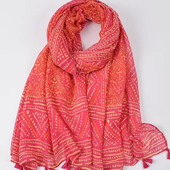 Dark Pink & Gold Design Scarf - Picture 2 of 4